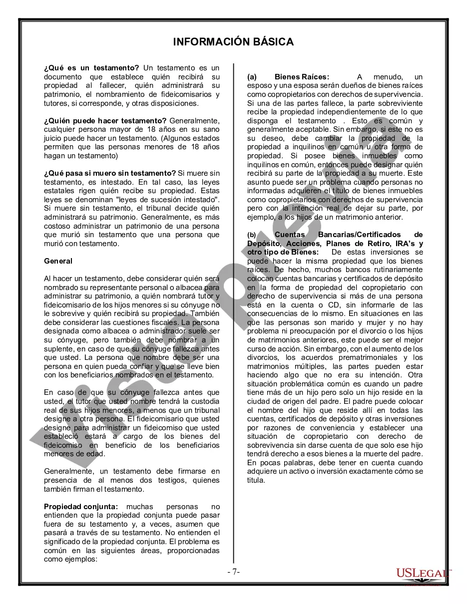 Preview Última voluntad y testamento legal para persona casada con hijos menores de edad de un matrimonio anterior
