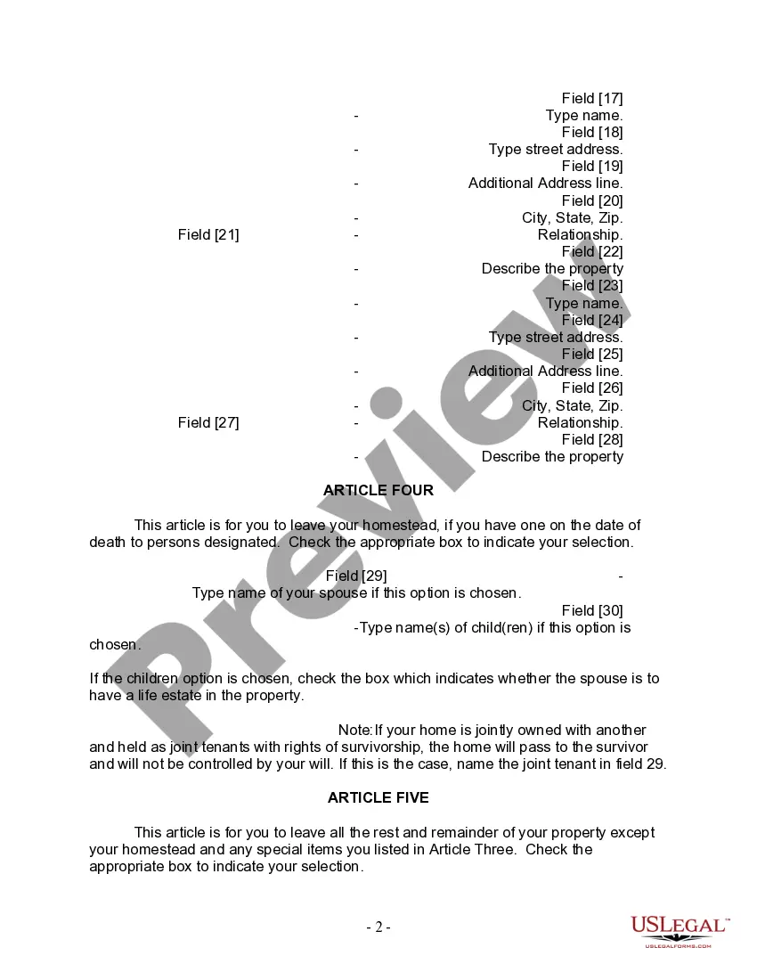 Preview Last Will and Testament for Married person with Minor Children from Prior Marriage