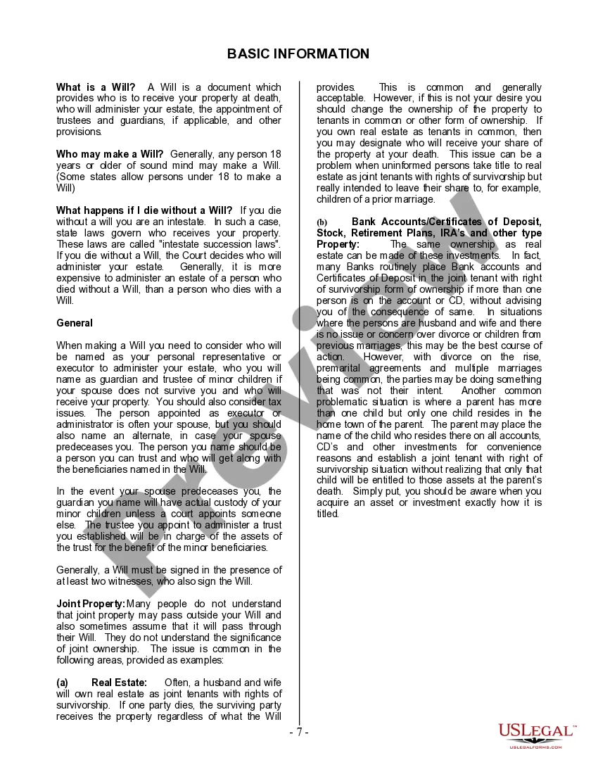 Preview Last Will and Testament for Married person with Minor Children from Prior Marriage