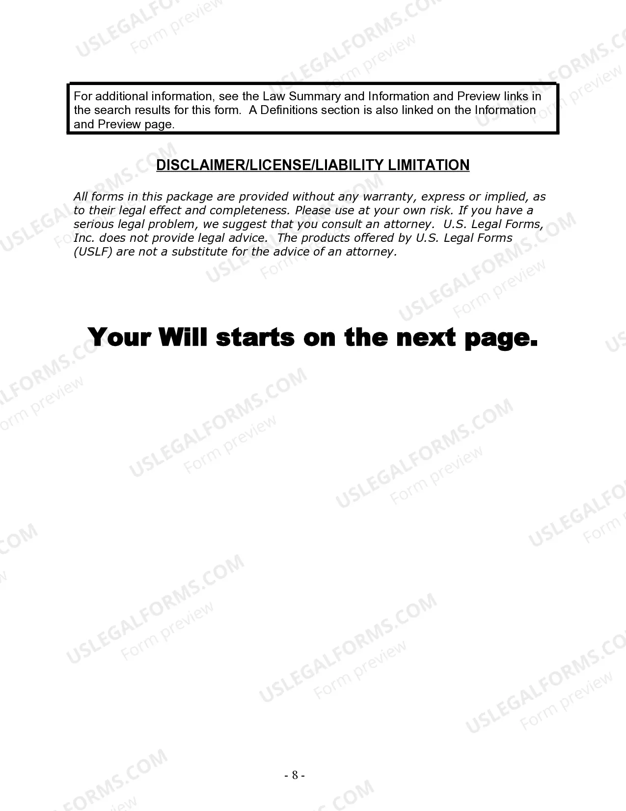 Preview Last Will and Testament for Domestic Partner with Minor Children from Prior Marriage