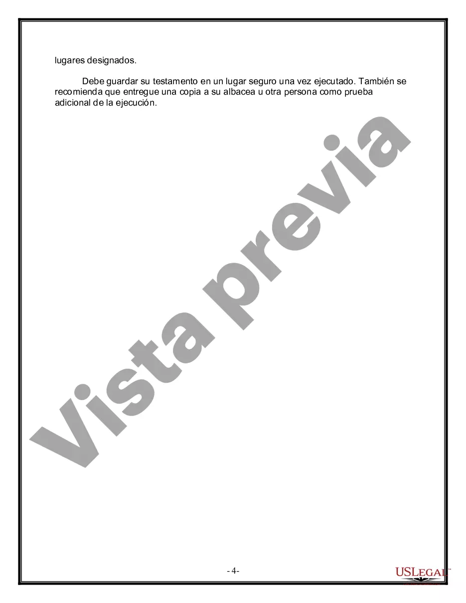 Preview Formulario de última voluntad y testamento legal para una persona casada con hijos adultos de un matrimonio anterior