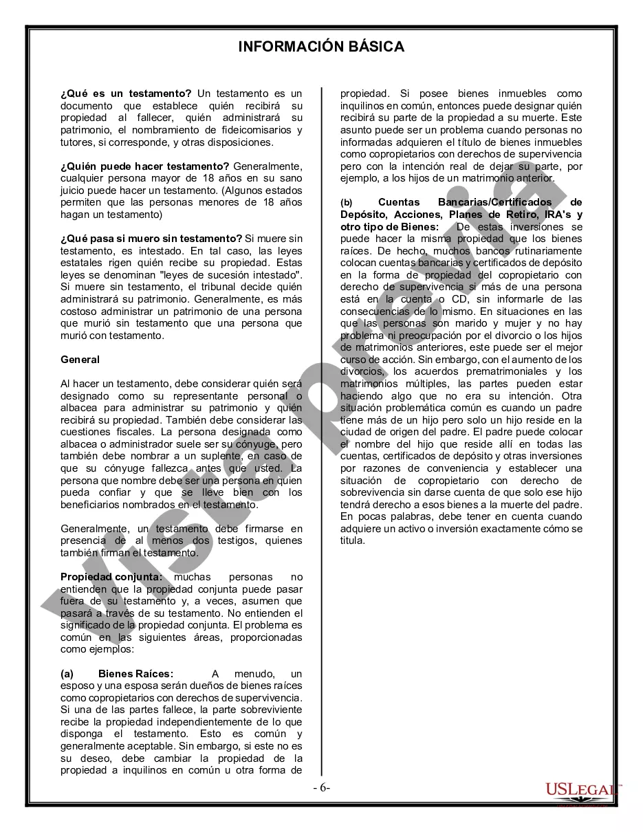 Preview Formulario de última voluntad y testamento legal para una persona casada con hijos adultos de un matrimonio anterior