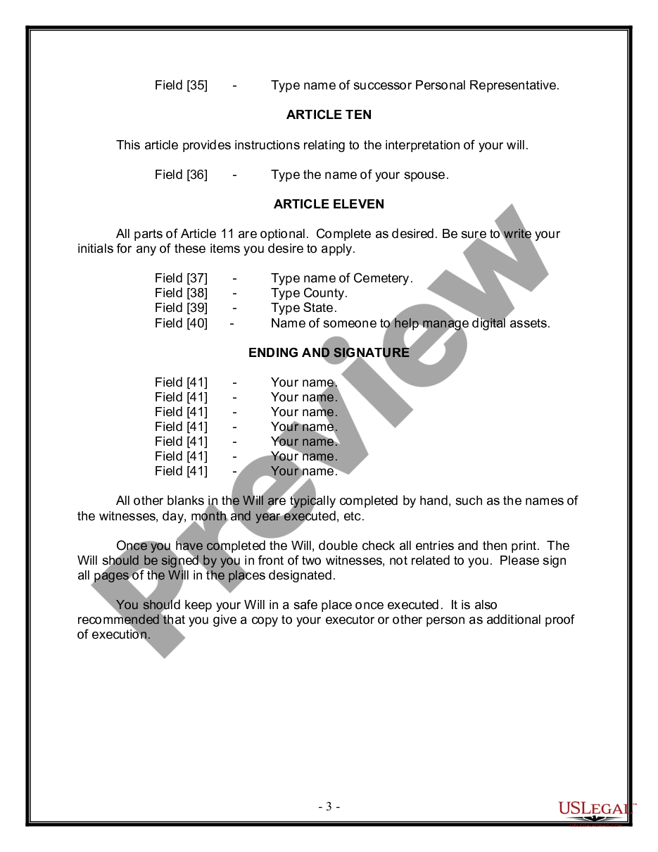 page 2 Legal Last Will and Testament Form for Married person with Adult Children from Prior Marriage preview