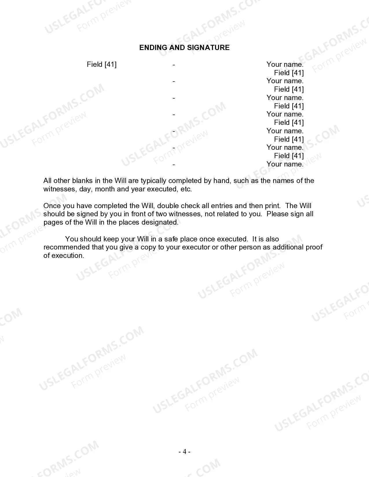 Preview Last Will and Testament for Married person with Adult Children from Prior Marriage
