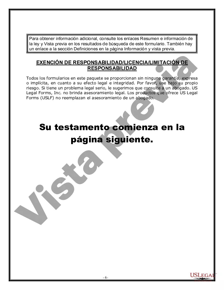 Preview Formulario de última voluntad y testamento legal para pareja de hecho con hijos adultos