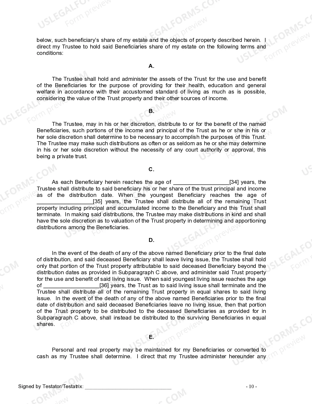 Preview Last Will and Testament for Domestic Partner with Minor Children