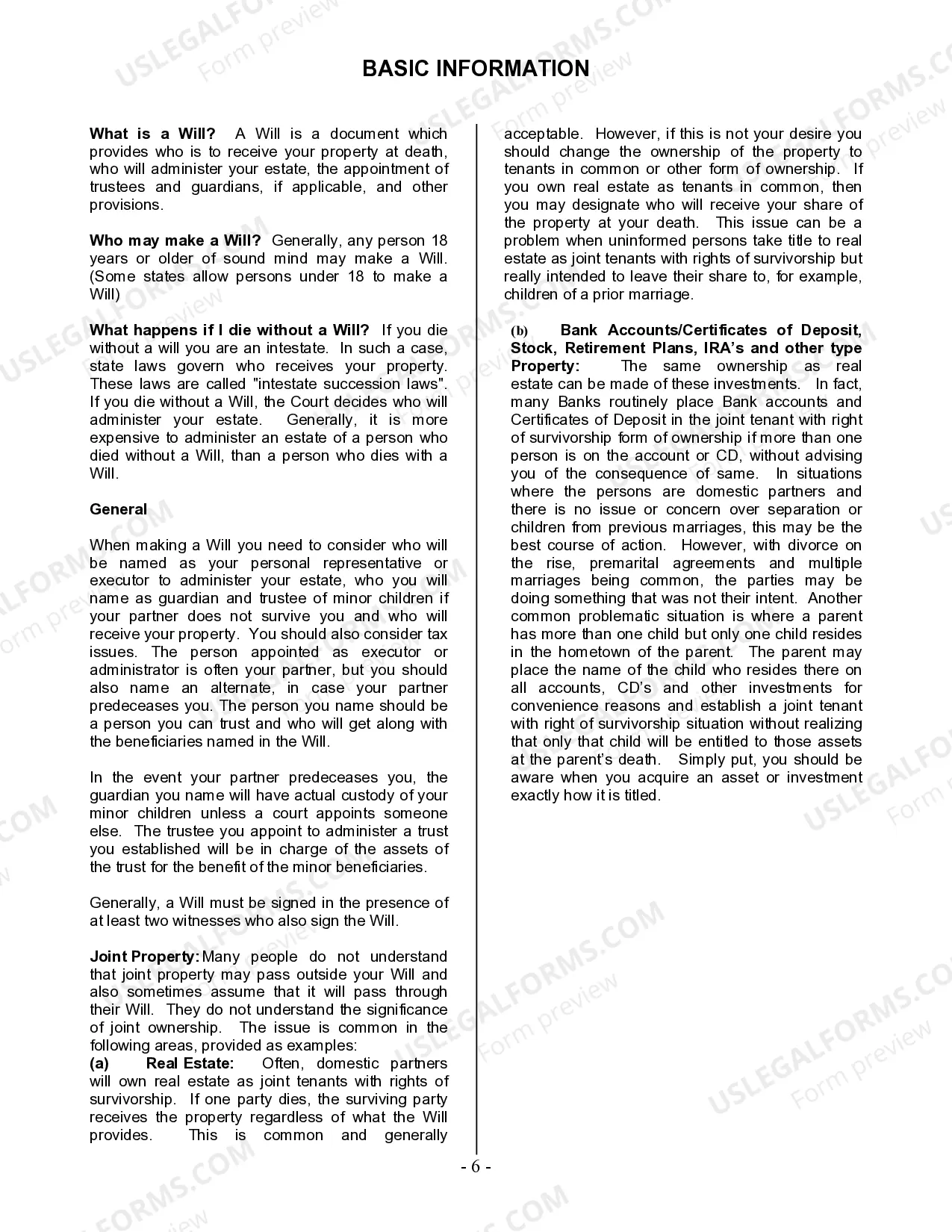 Preview Last Will and Testament for Domestic Partner with Minor Children