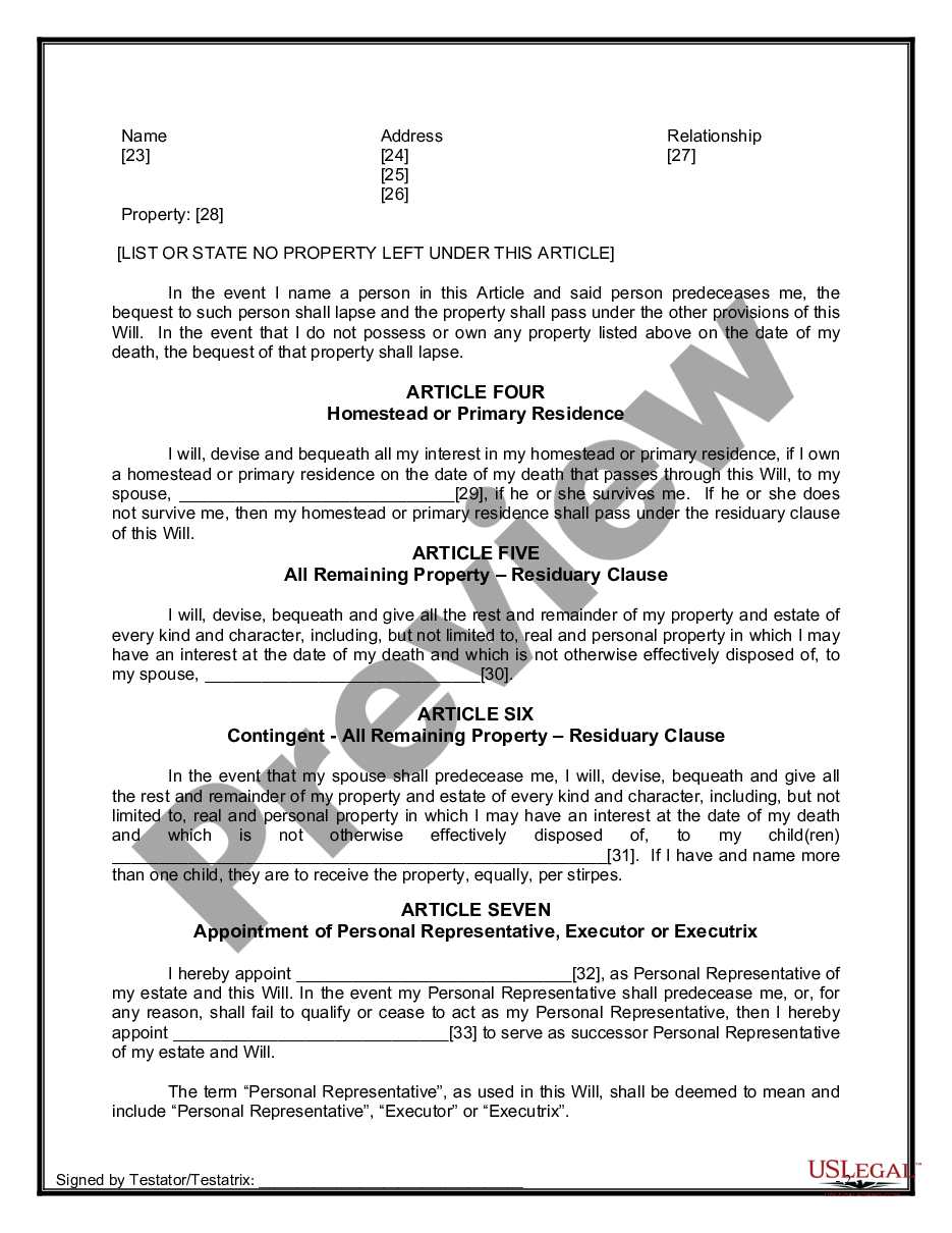 page 7 Legal Last Will and Testament Form for Married person with Adult Children preview