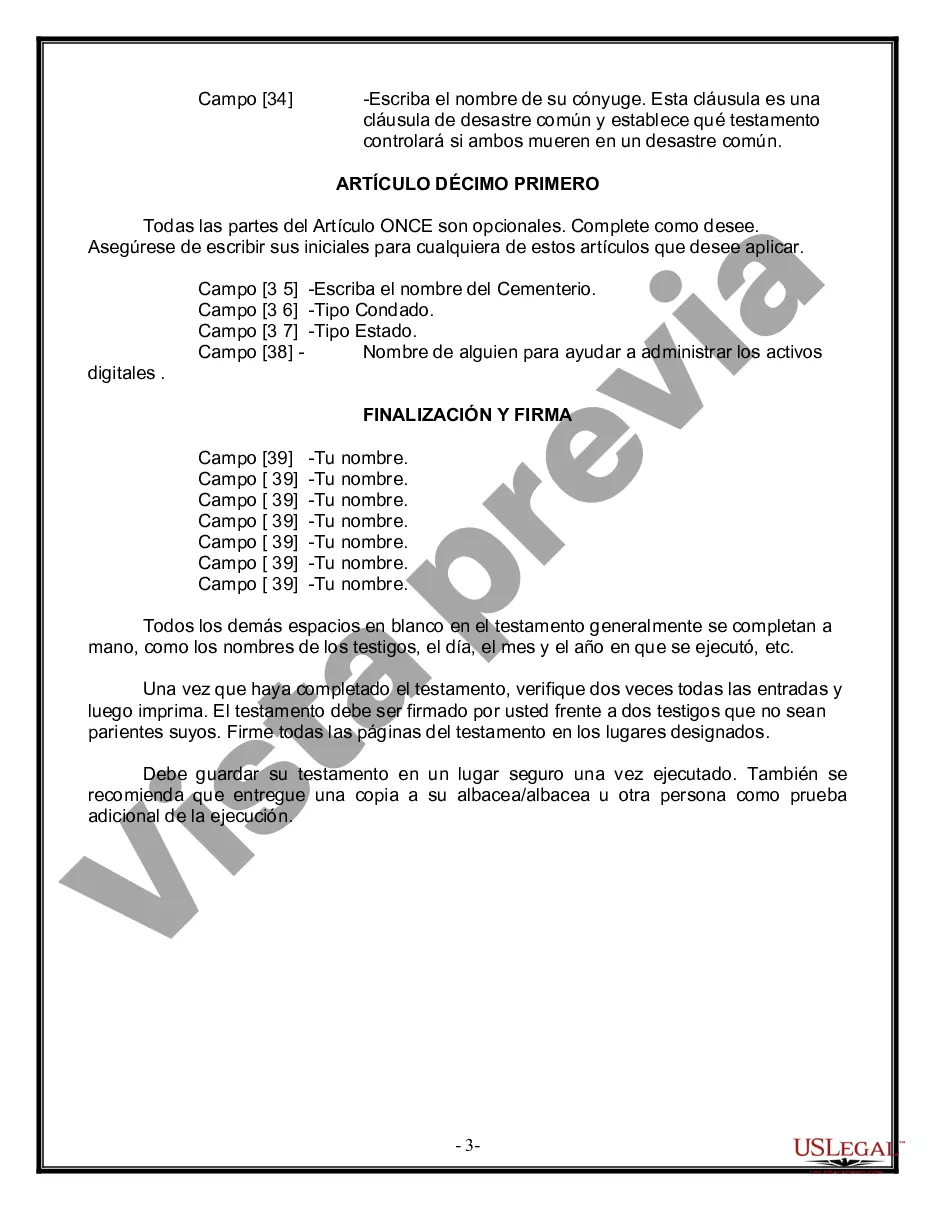 Preview Paquete de Voluntades Mutuas con Últimas Voluntades y Testamentos para Pareja Casada con Hijos Adultos