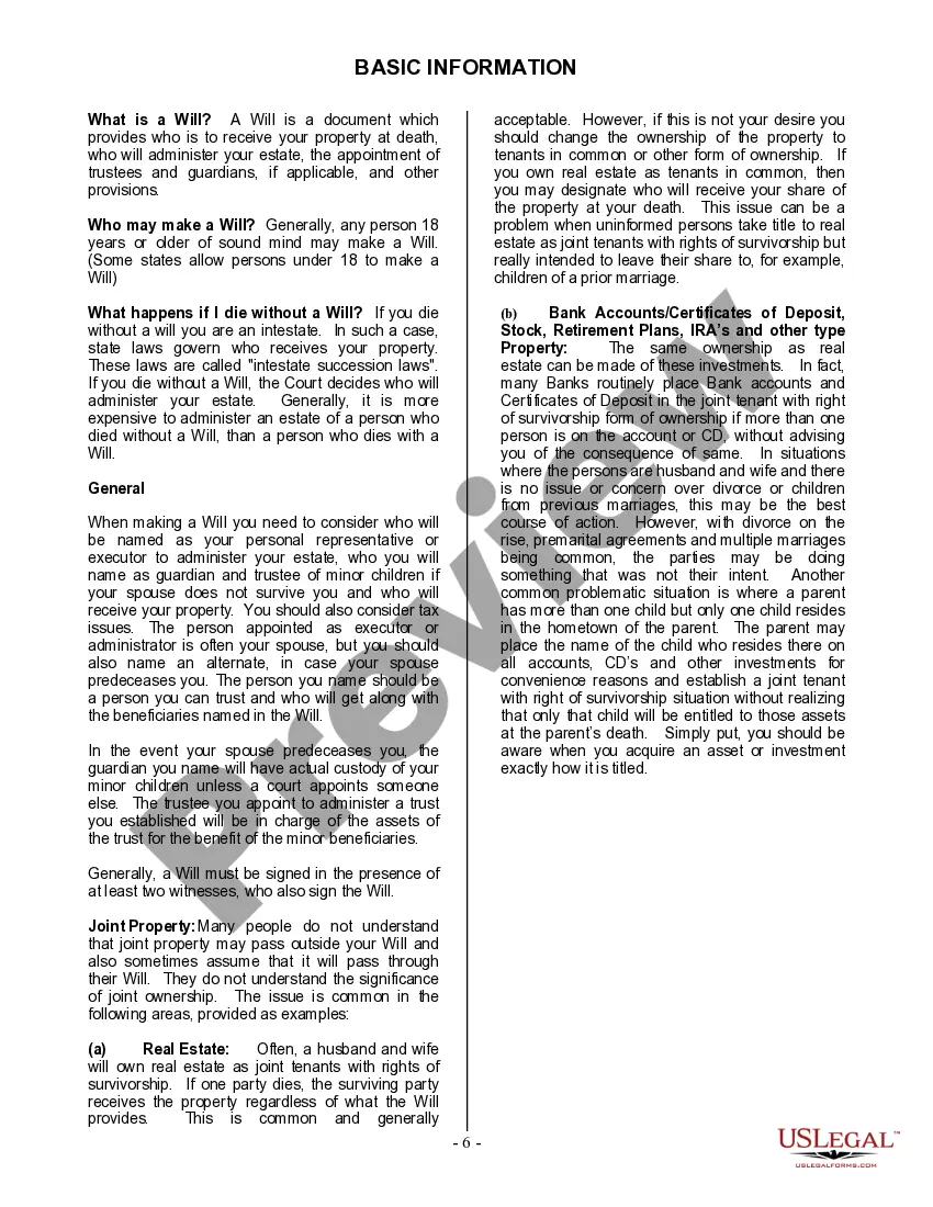 Preview Last Will and Testament for a Married Person with No Children