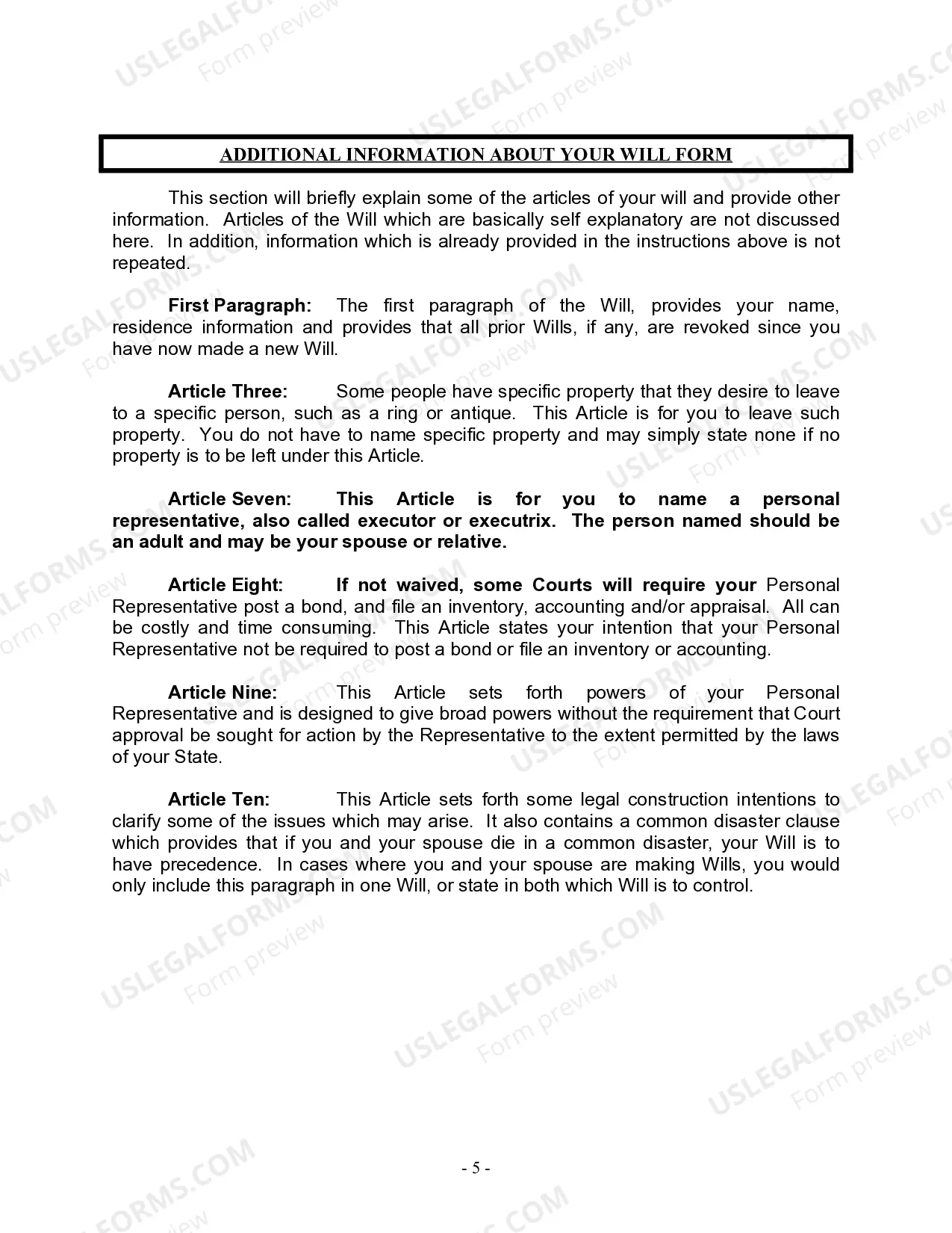 Preview Mutual Wills package with Last Wills and Testaments for Married Couple with No Children