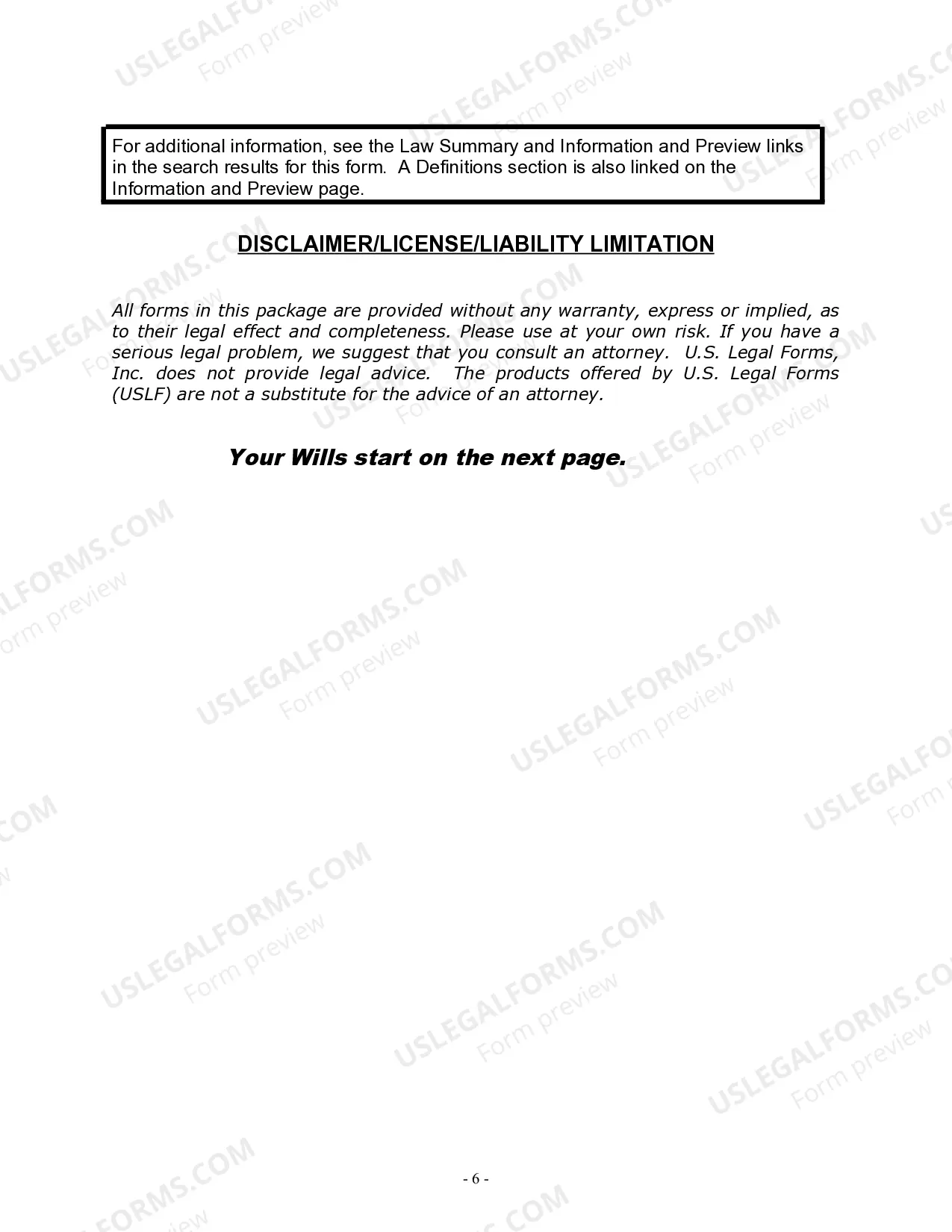 Preview Mutual Wills package with Last Wills and Testaments for Married Couple with No Children