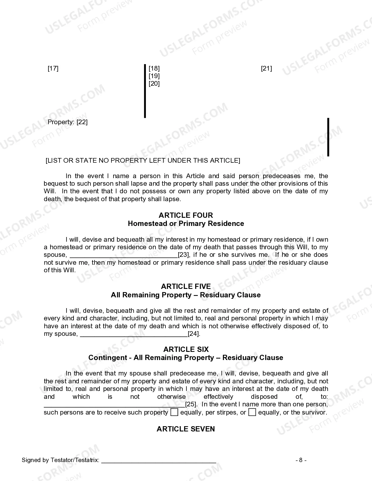 Preview Mutual Wills package with Last Wills and Testaments for Married Couple with No Children