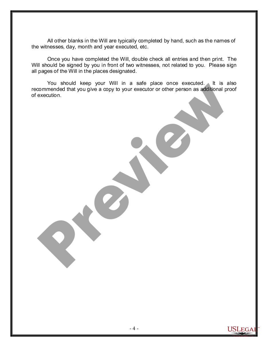 page 3 Legal Last Will and Testament Form for Married person with Minor Children preview