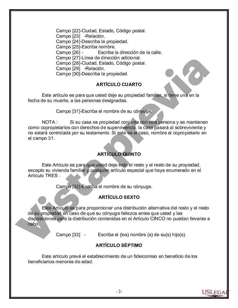 Preview Paquete de Voluntades Mutuas con Últimas Voluntades y Testamentos para Pareja Casada con Hijos Menores