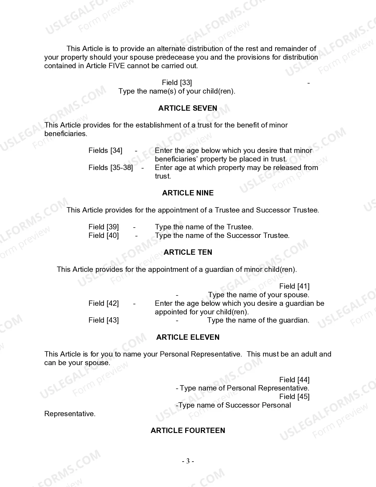Preview Mutual Wills Package with Last Wills and Testaments for Married Couple with Minor Children