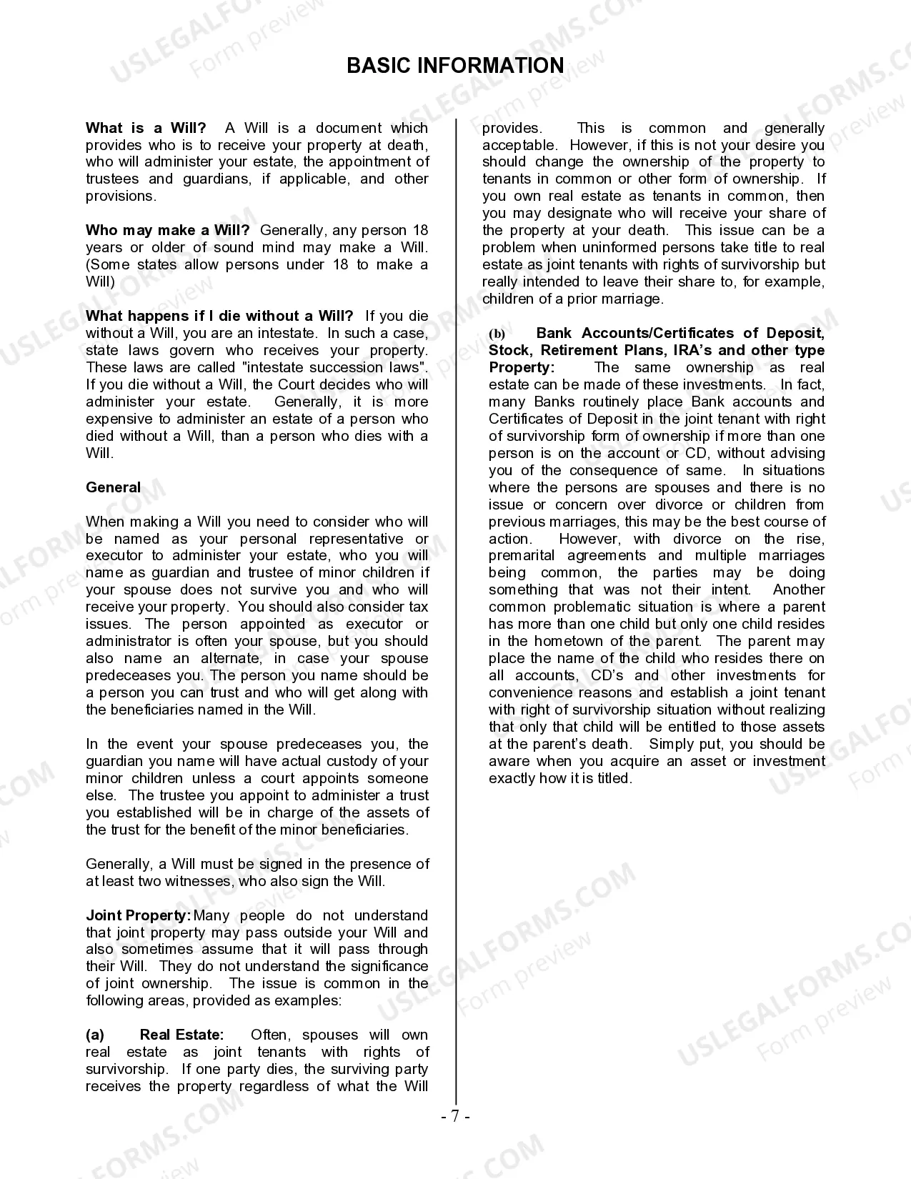 Preview Mutual Wills Package with Last Wills and Testaments for Married Couple with Minor Children