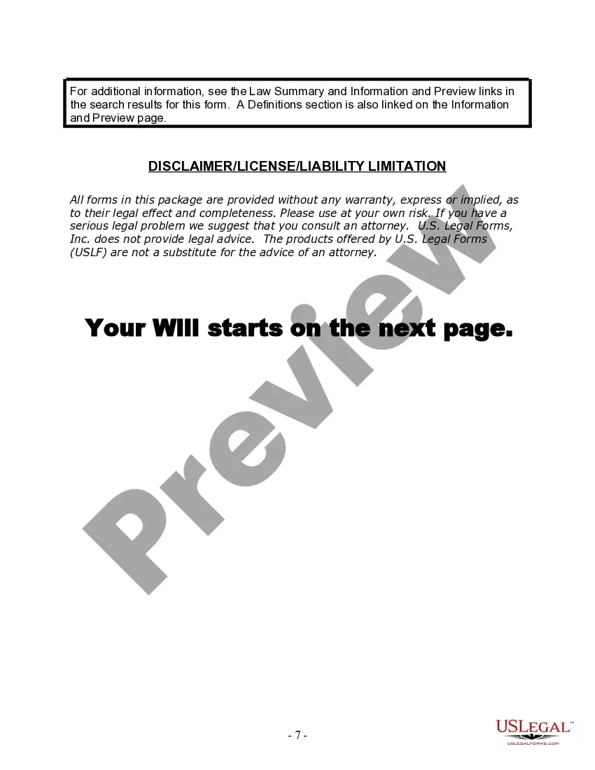 Preview Last Will and Testament for Domestic Partner with Adult and Minor Children from Prior Marriage
