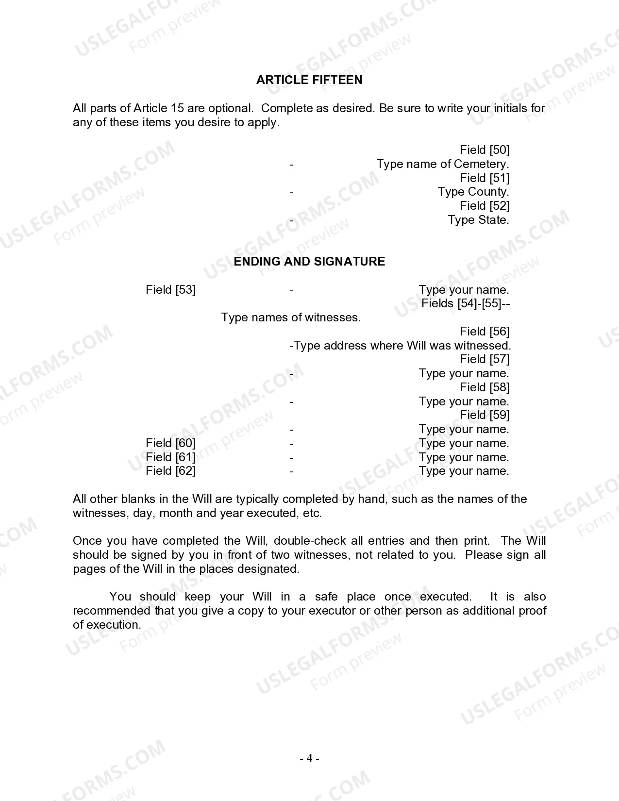 Preview Last Will and Testament for Married Person with Adult and Minor Children