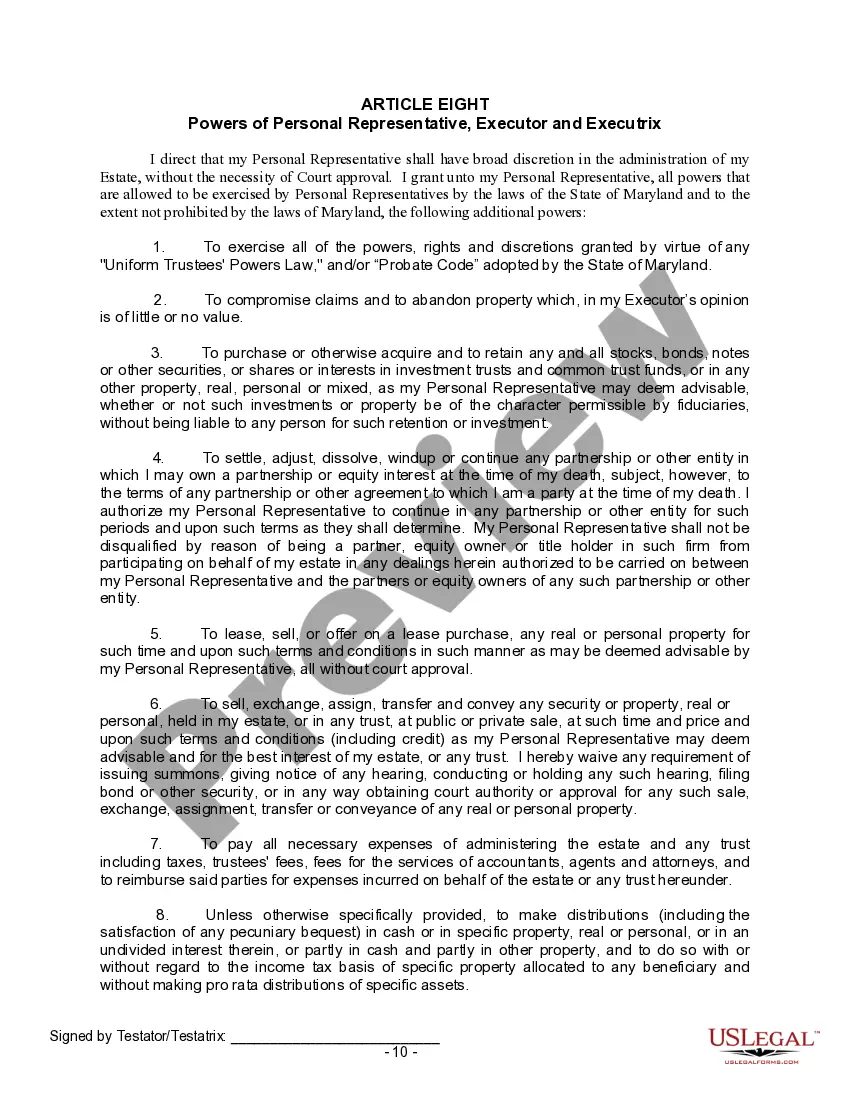 Preview Last Will and Testament for a Widow or Widower with Adult Children