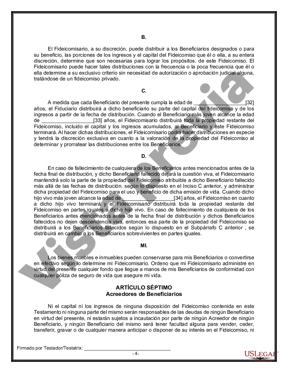 Preview Formulario Legal de Última Voluntad y Testamento para Viuda o Viudo con Hijos Menores