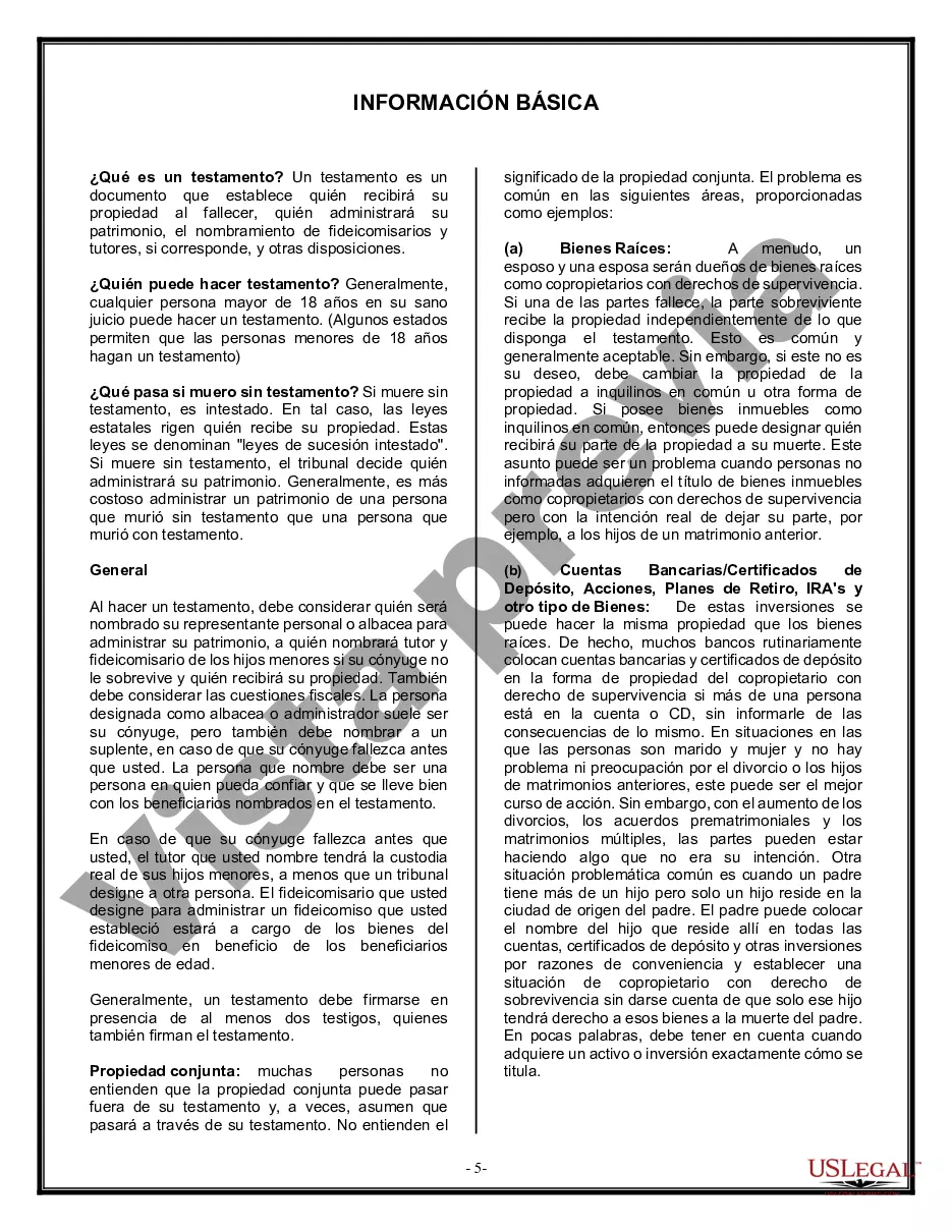 Preview Formulario Legal de Última Voluntad y Testamento para Viuda o Viudo con Hijos Menores