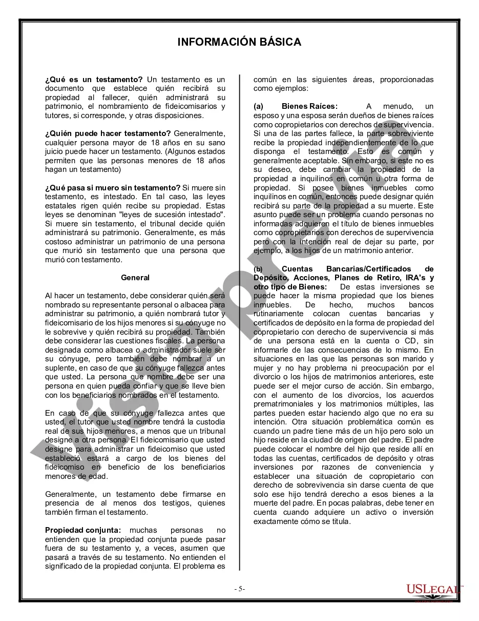 Preview Formulario de última voluntad legal para una viuda o viudo sin hijos