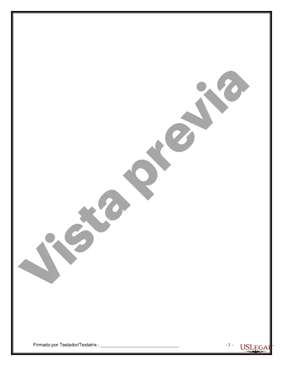 Preview Último testamento legal y formulario de testamento con todos los bienes en fideicomiso llamado testamento invertido