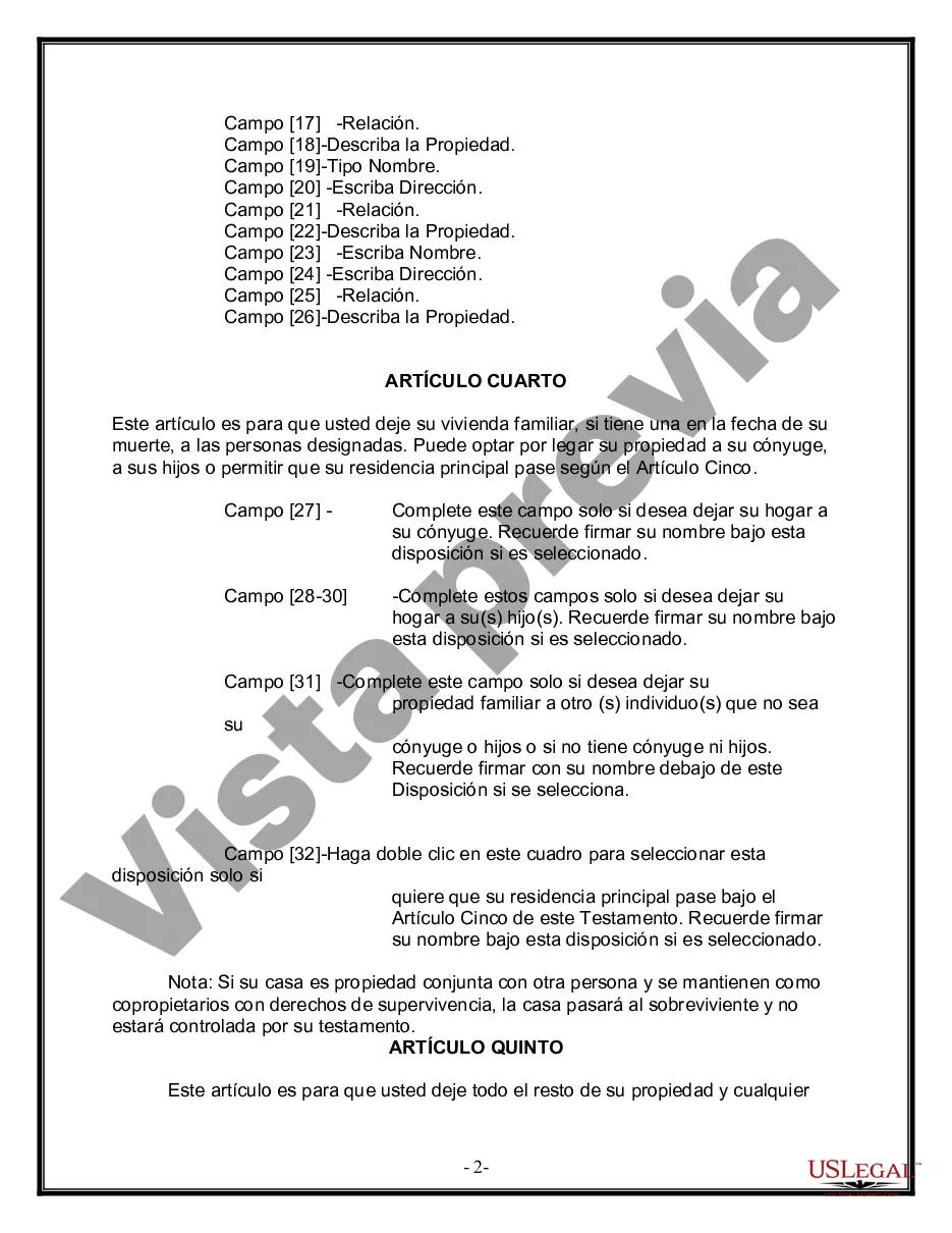 Preview Última voluntad y testamento para otras personas