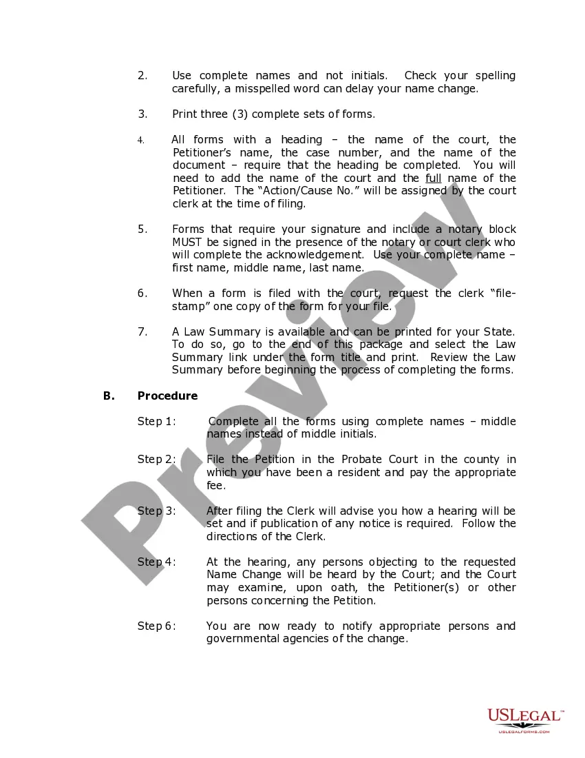 Preview Maine Name Change Instructions and Forms Package for an Adult