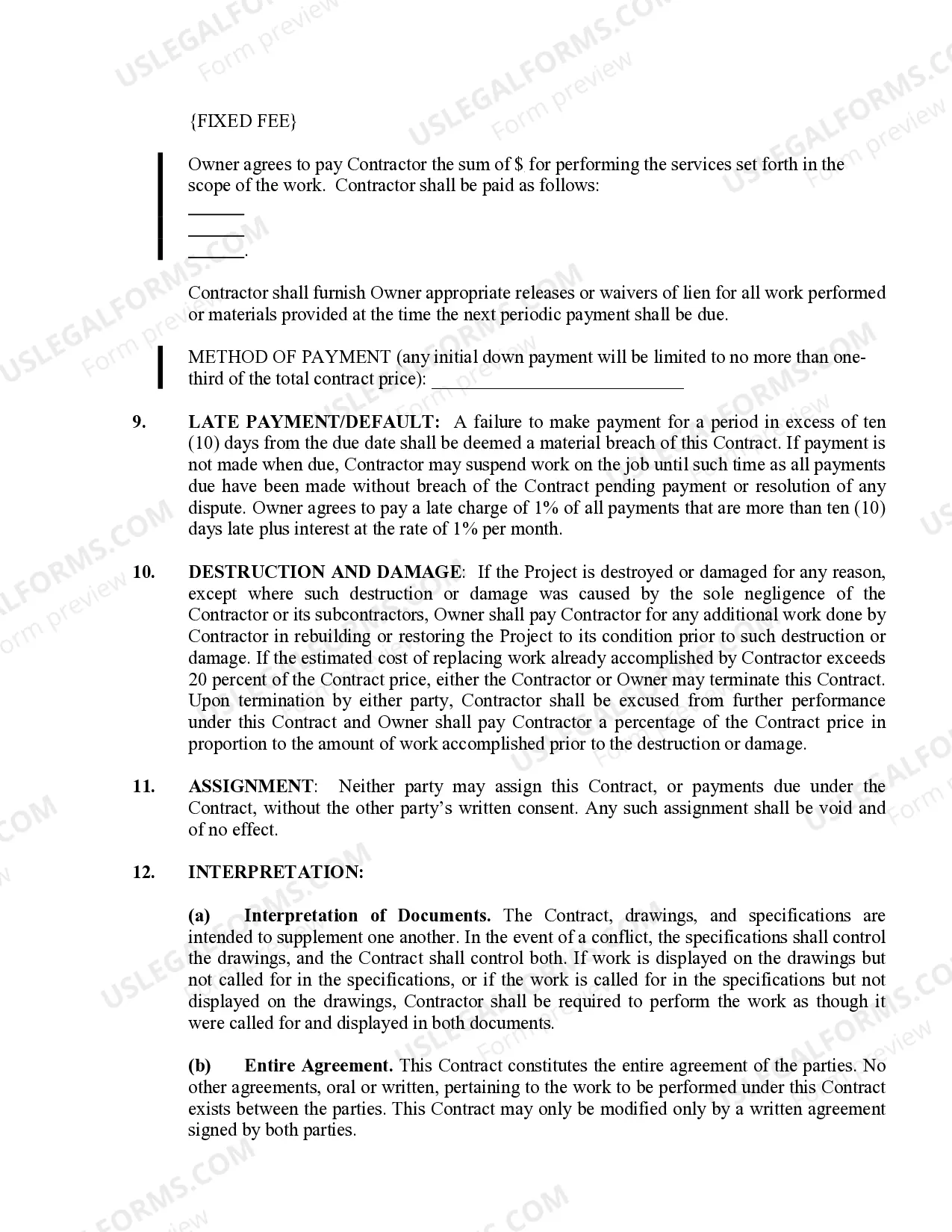 Preview Painting Contract for Contractor