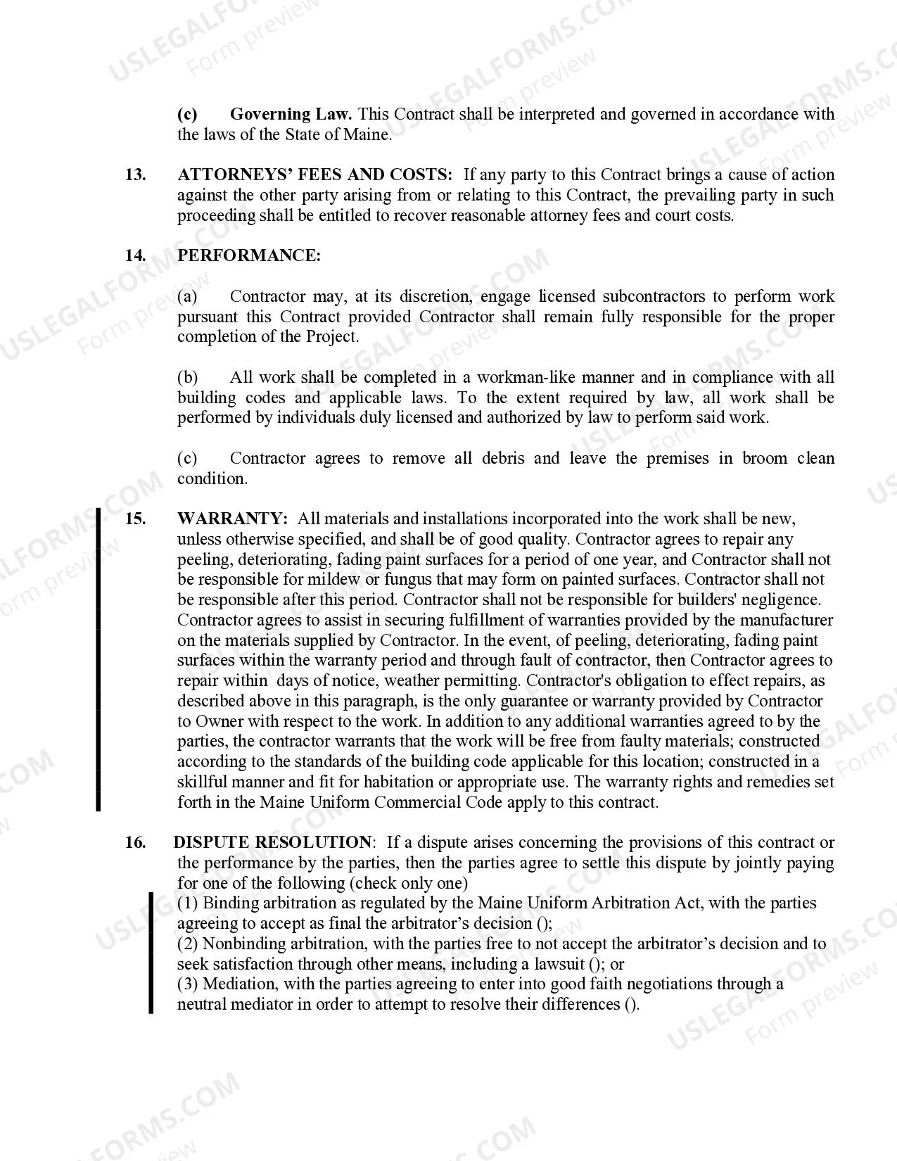 Preview Painting Contract for Contractor