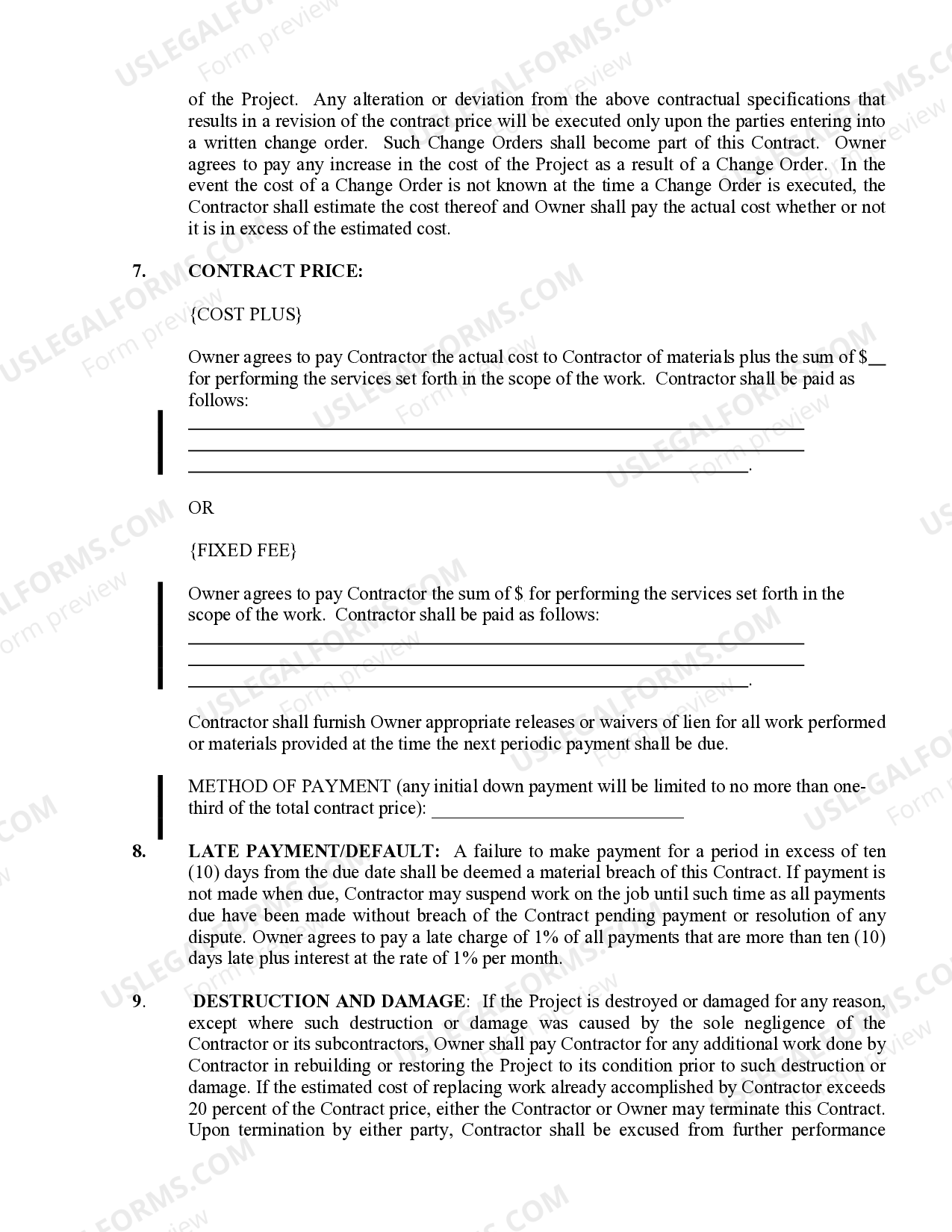 Maine Trim Carpenter Contract for Contractor US Legal Forms