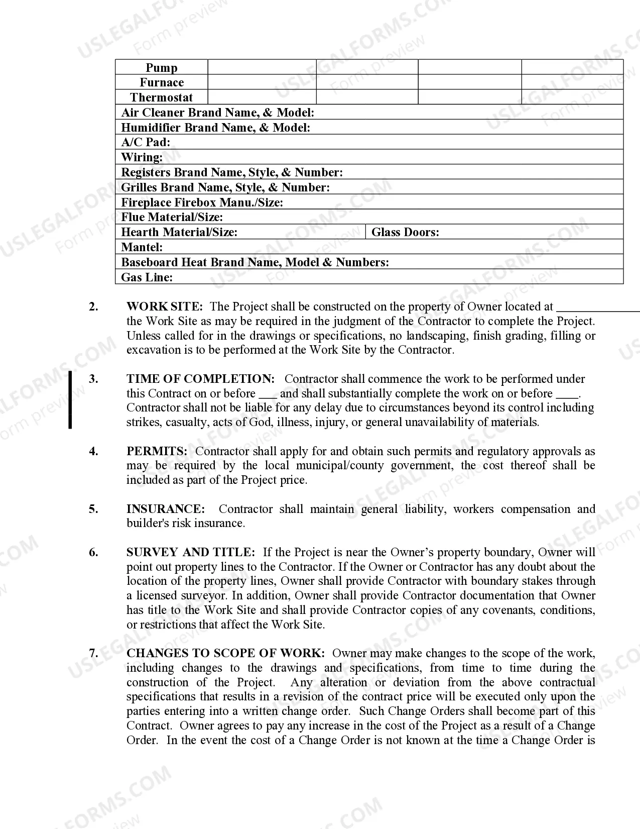 Preview HVAC Contract for Contractor