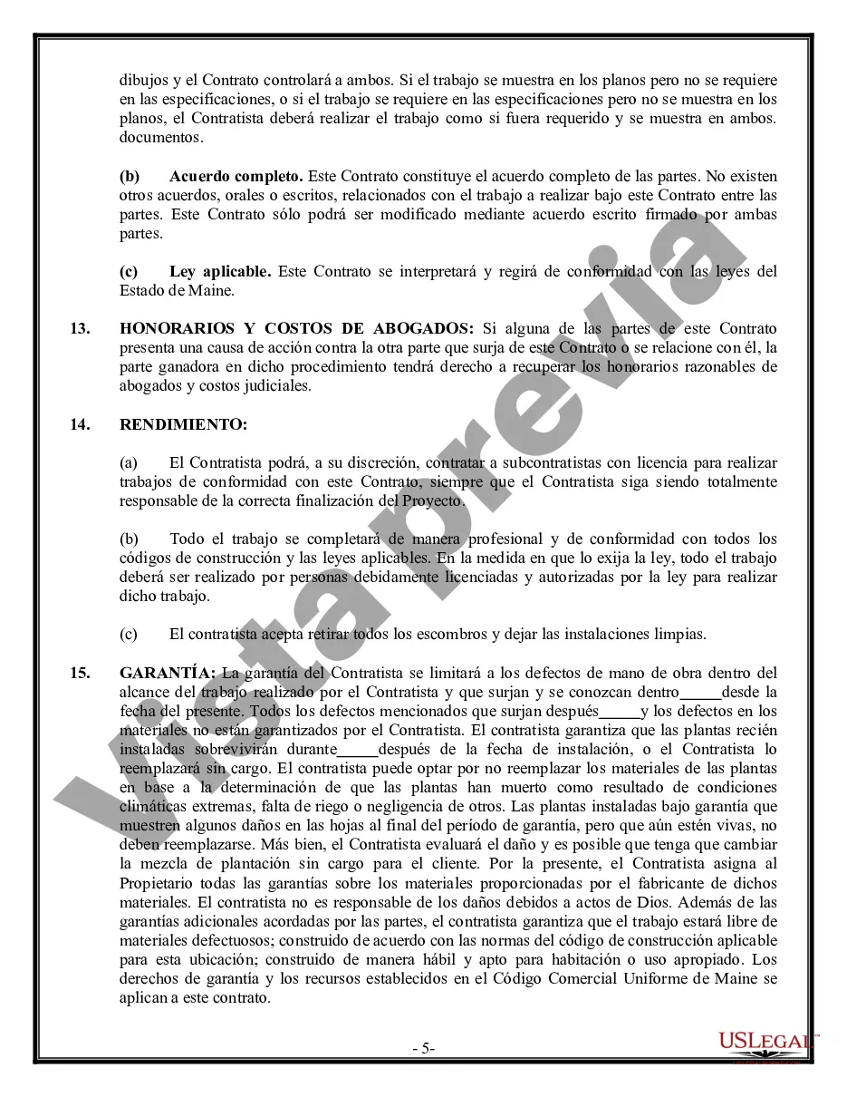 Preview Contrato de paisajismo para contratista