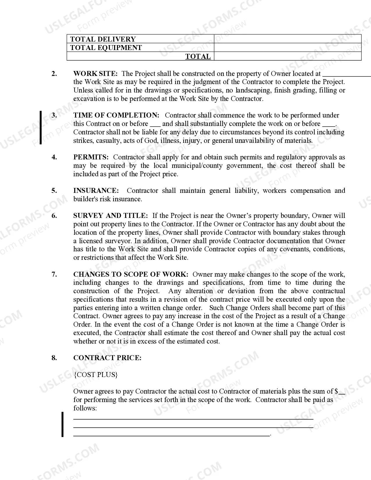 Preview Landscape Contract for Contractor