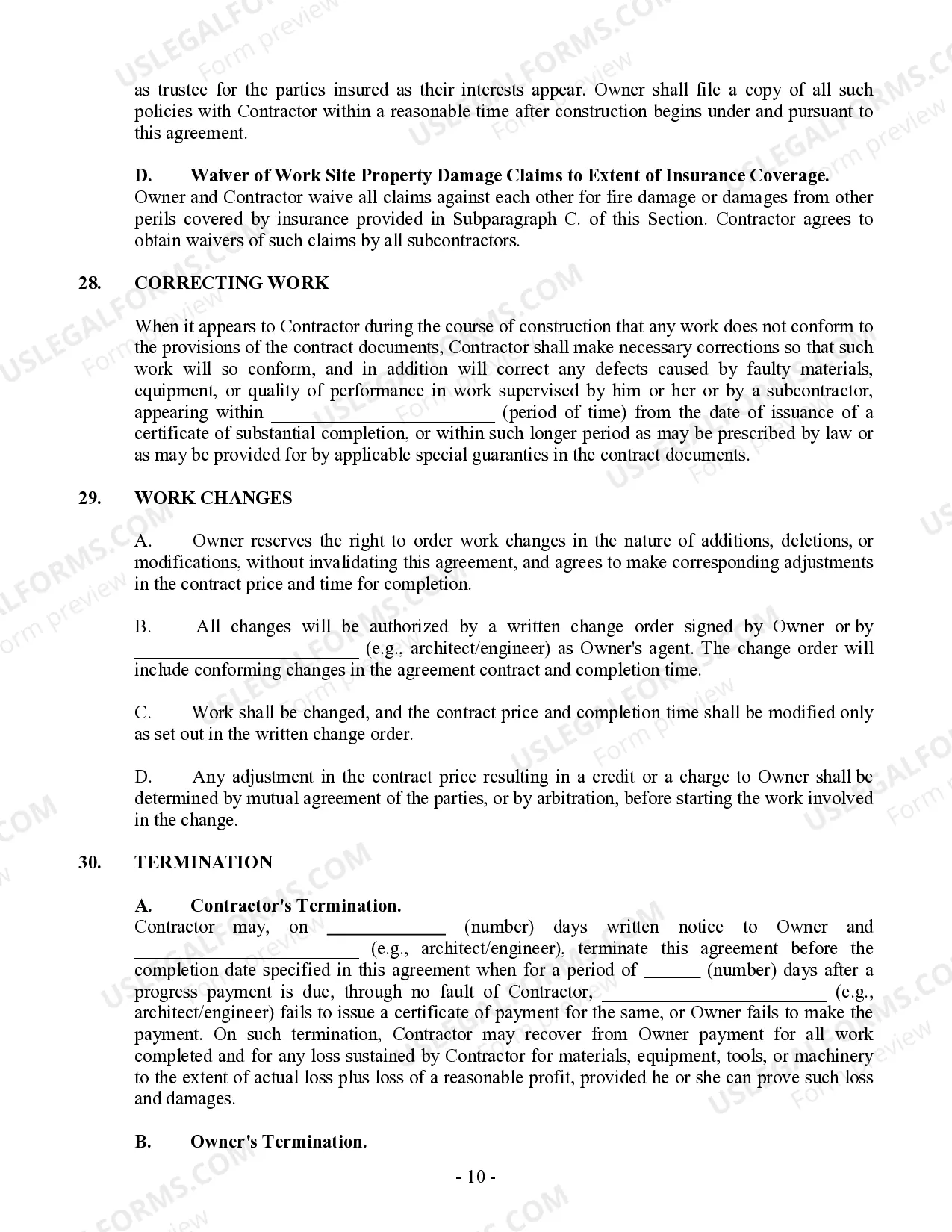 Preview Commercial Contract for Contractor