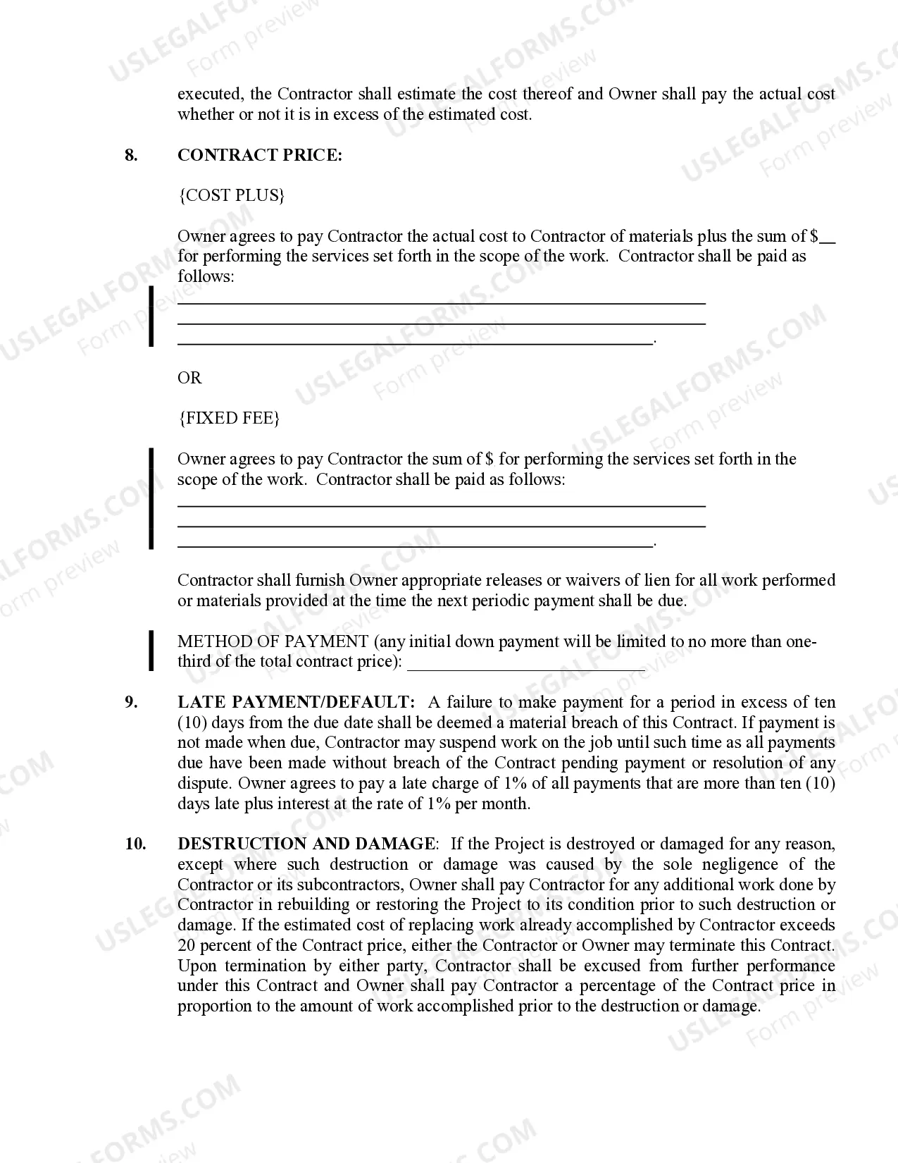 Preview Excavator Contract for Contractor