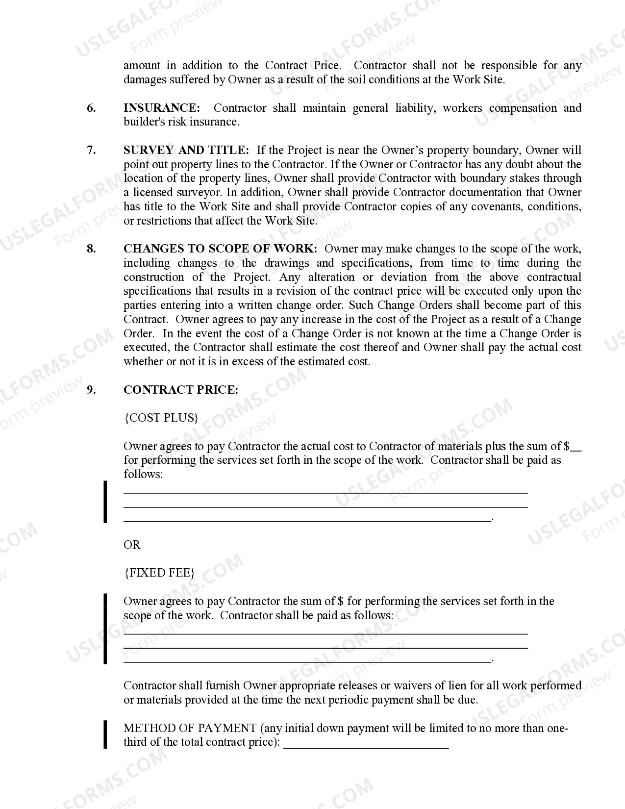 Preview Renovation Contract for Contractor