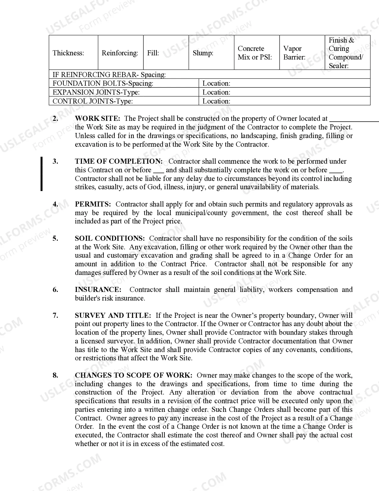 Preview Concrete Mason Contract for Contractor