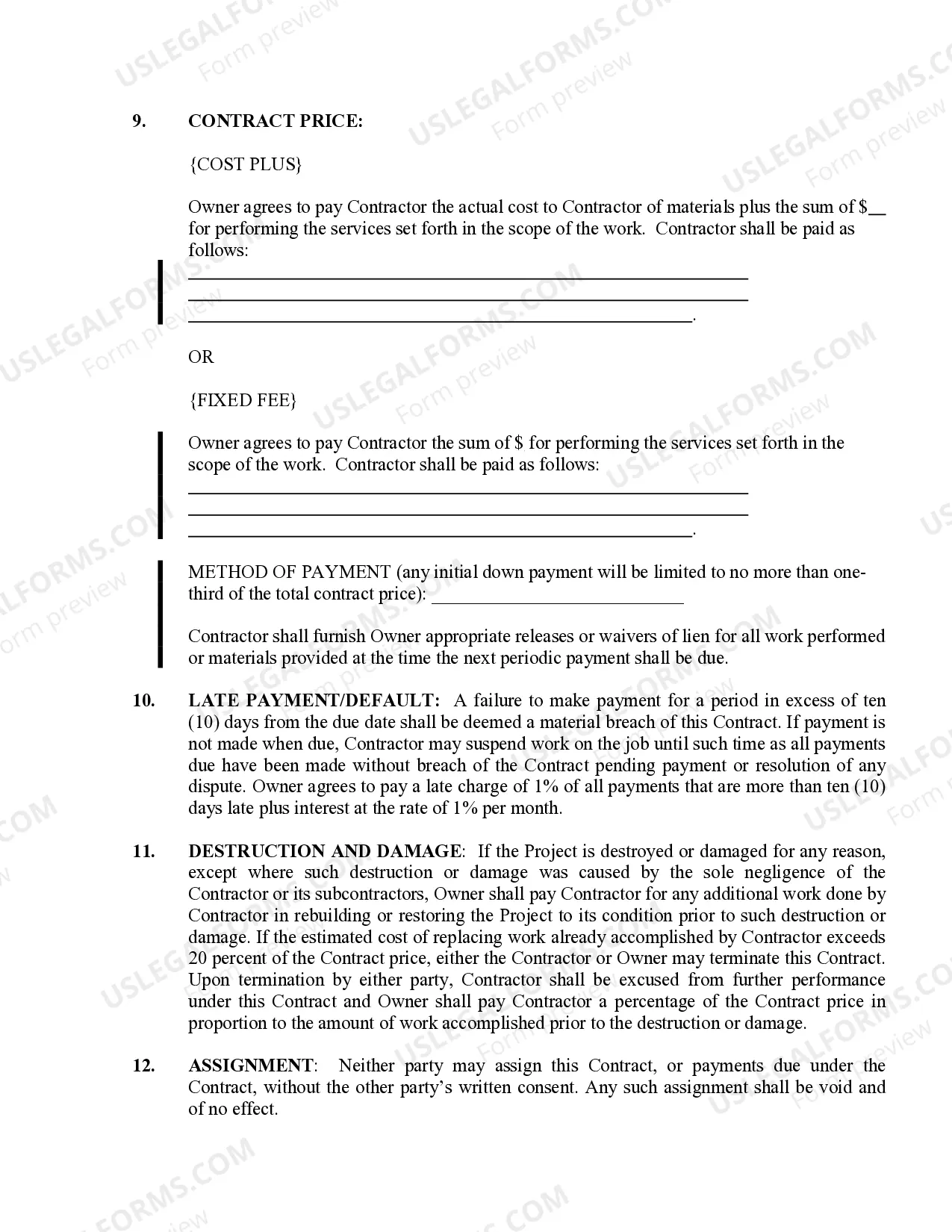 Preview Concrete Mason Contract for Contractor
