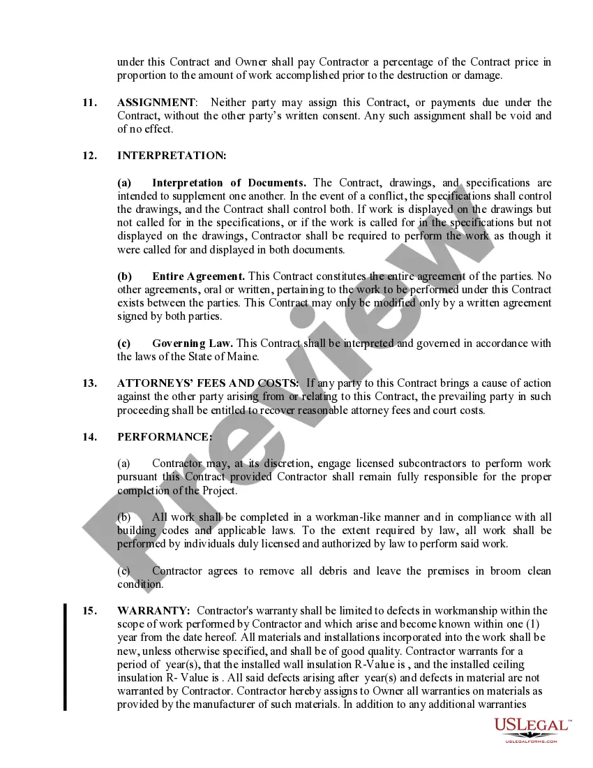 Preview Insulation Contract for Contractor