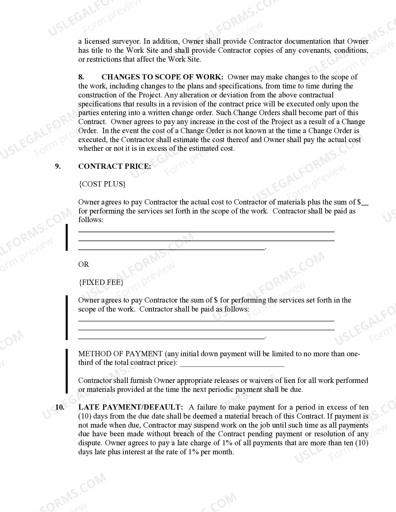 Preview Paving Contract for Contractor