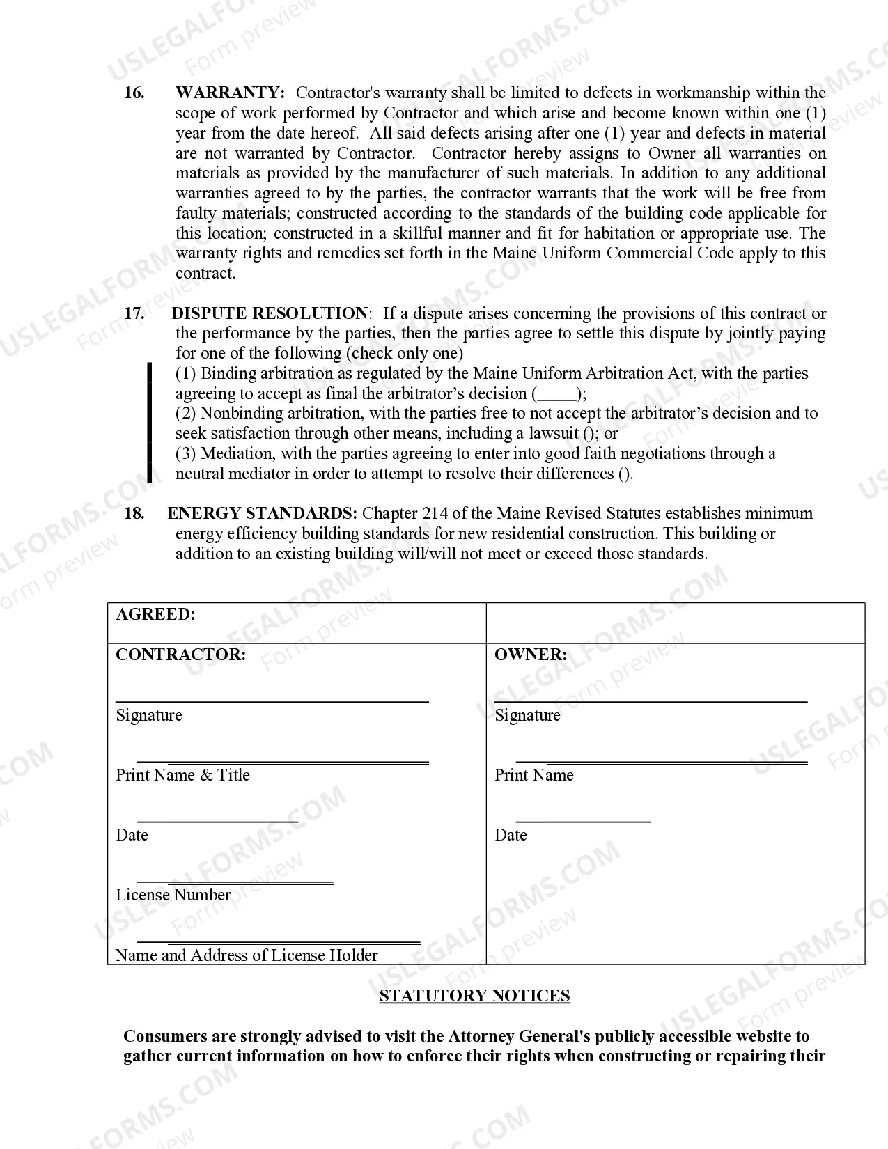 Preview Paving Contract for Contractor