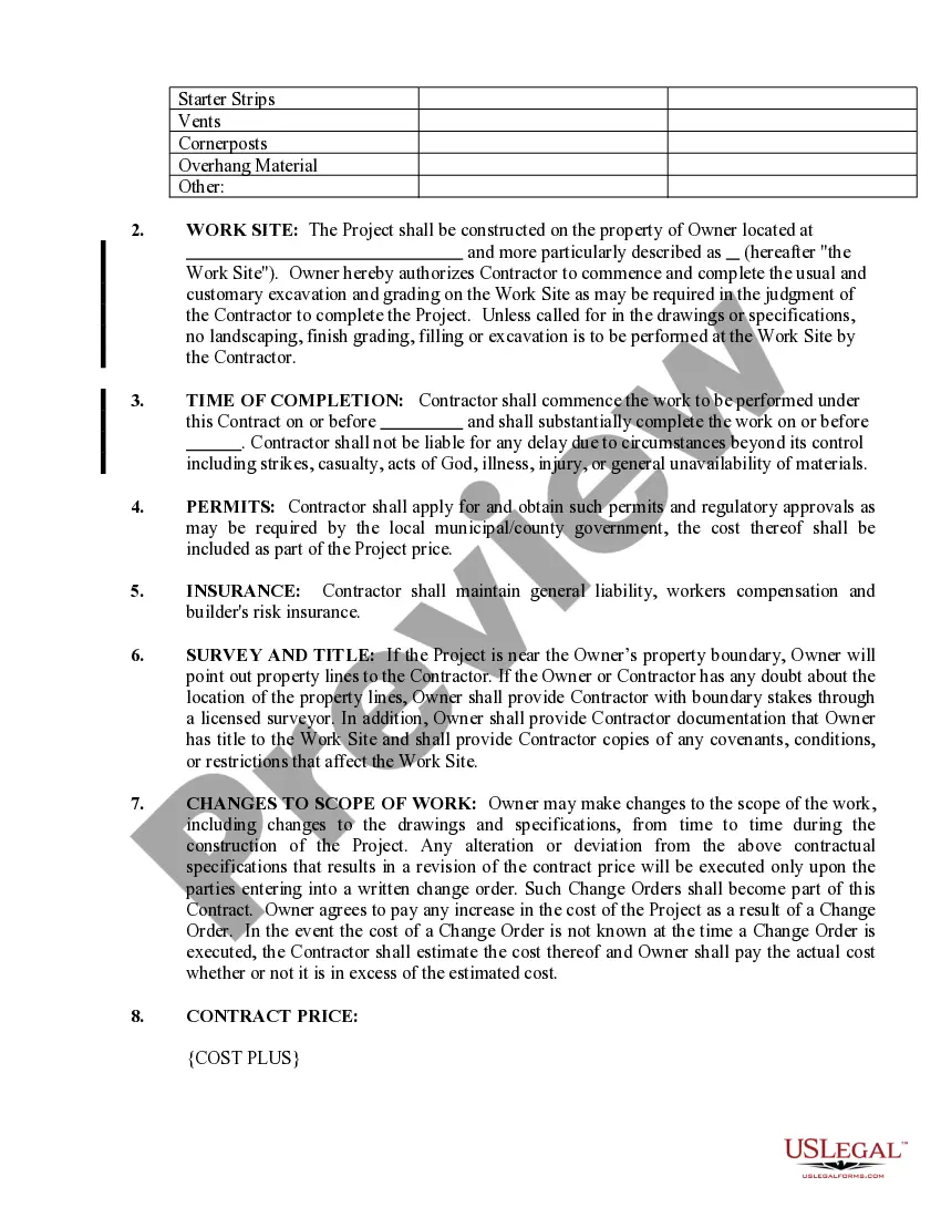 Preview Siding Contract for Contractor