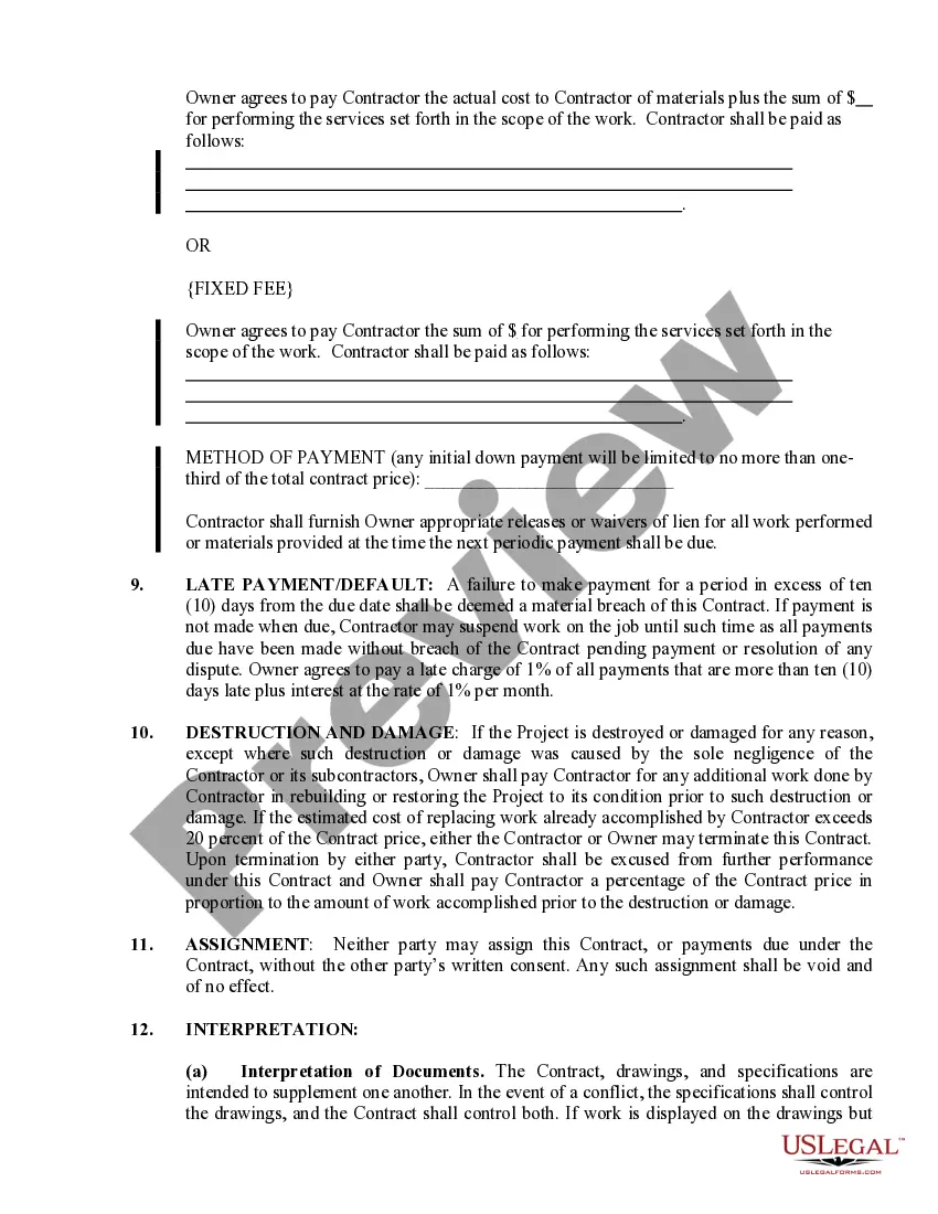 Preview Siding Contract for Contractor