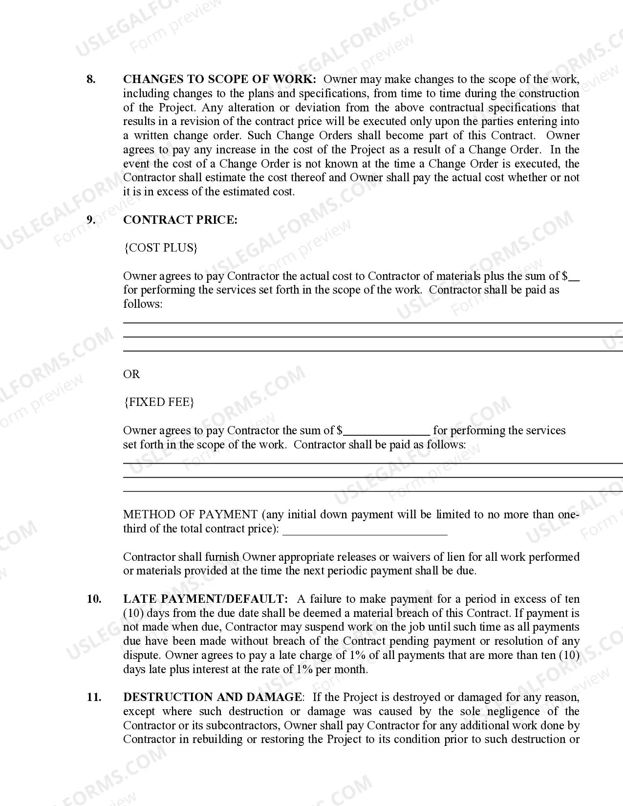 Preview Drainage Contract for Contractor