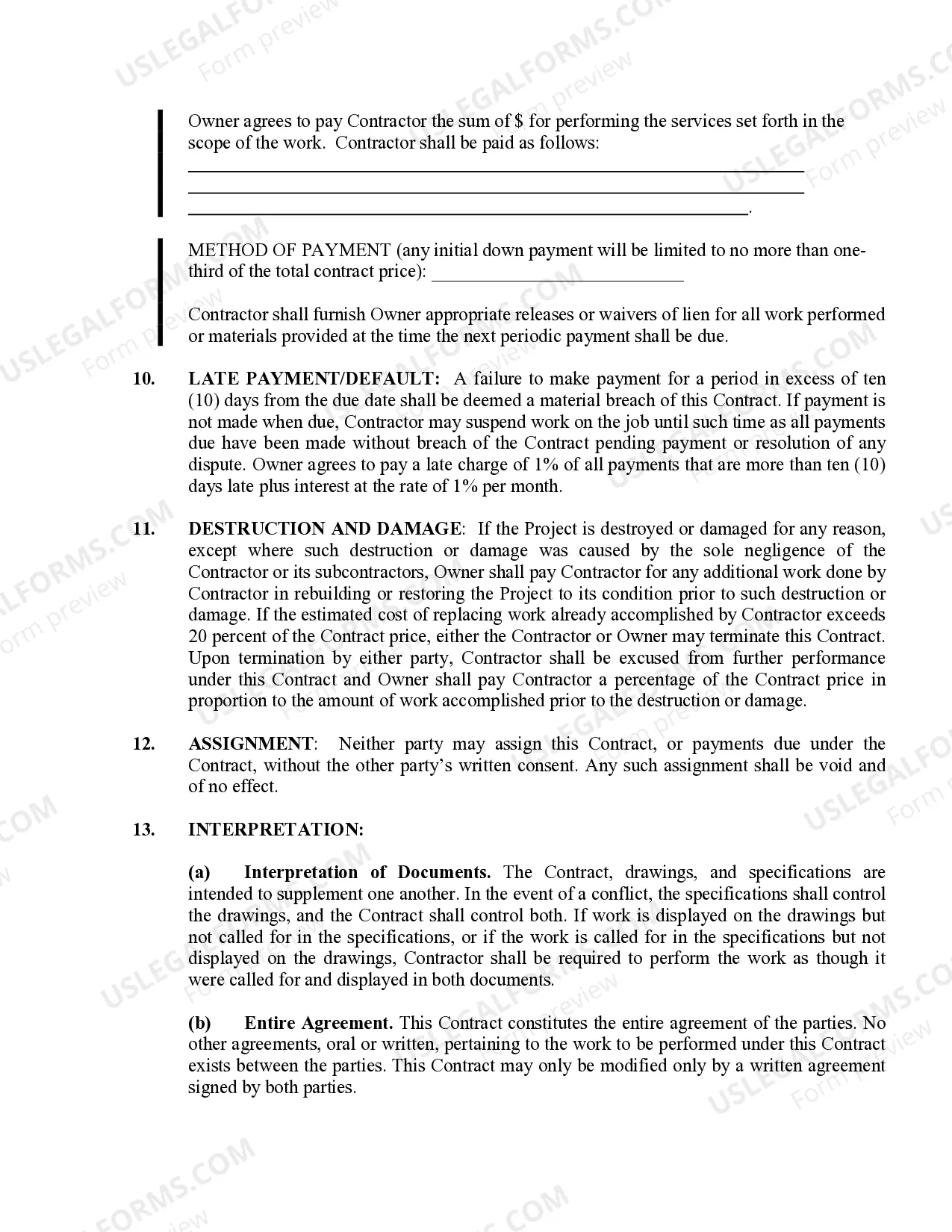 Preview Foundation Contract for Contractor