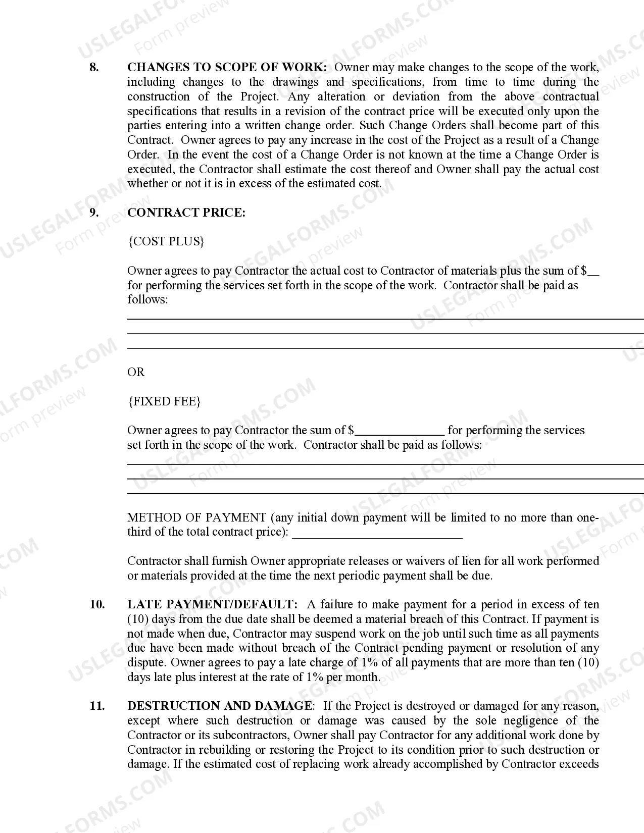 Preview Plumbing Contract for Contractor