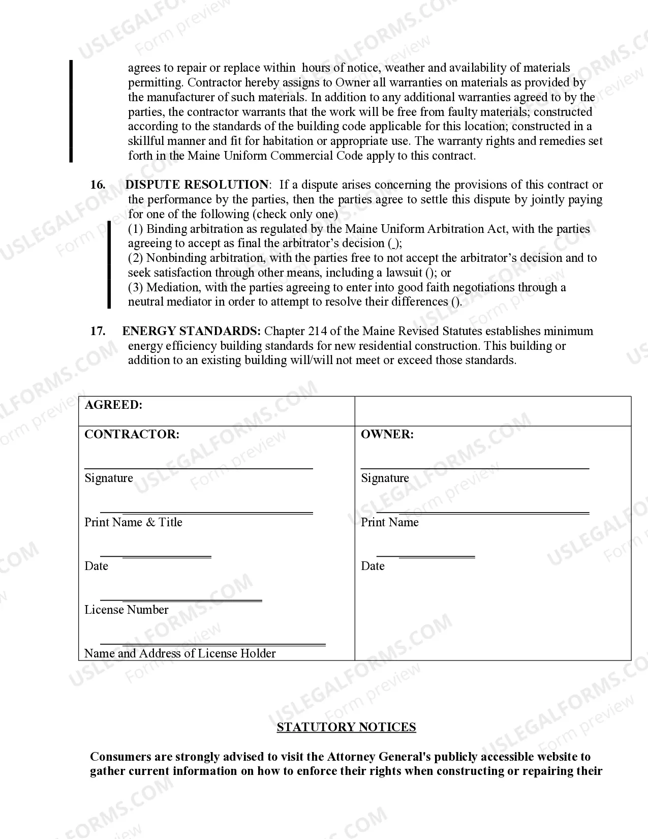 Preview Electrical Contract for Contractor